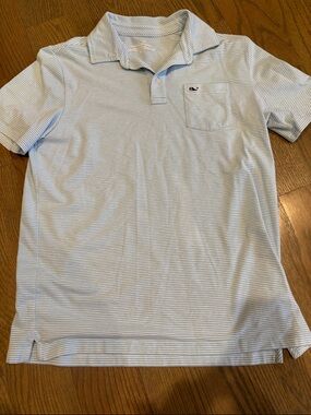 Vineyard Vines Light Blue & White Striped Polo